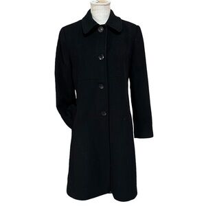 Larry‎ Levine Womens Vintage Black Marino Wool Medium Length Winter Coat Size 8